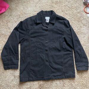 VINTAGE French Dressing Jeans Chore Jacket Size 12 Black Outdoor Monochrome